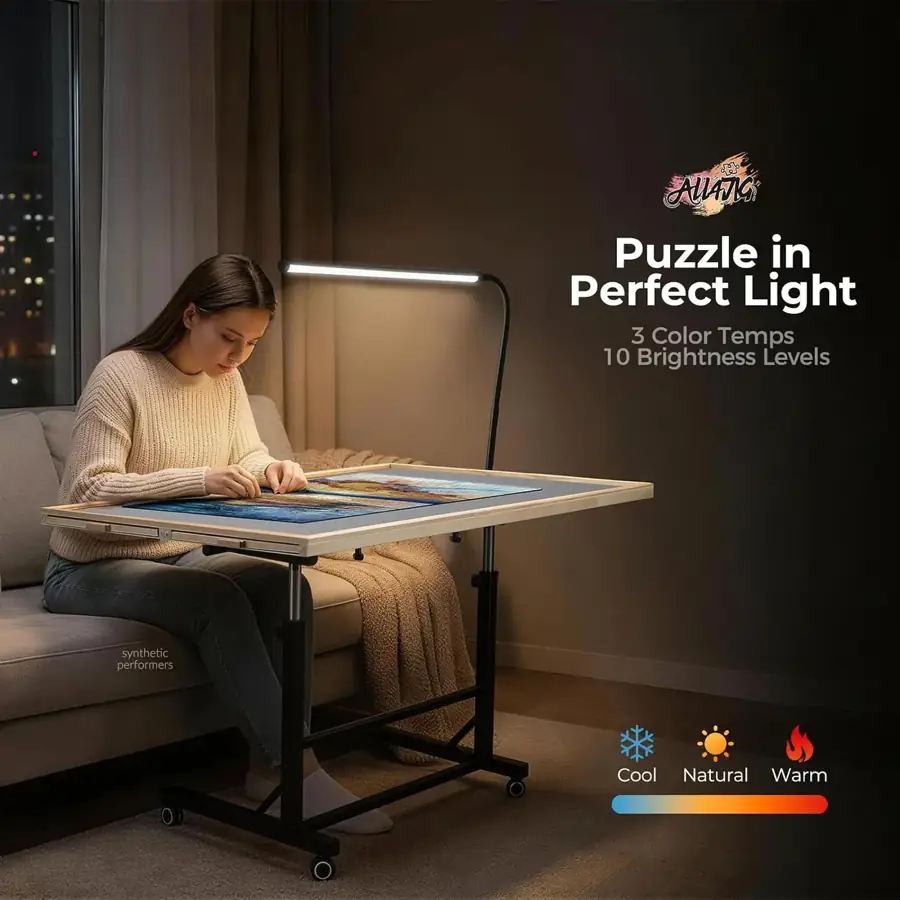 LED puzzle table used with task lighting in a room