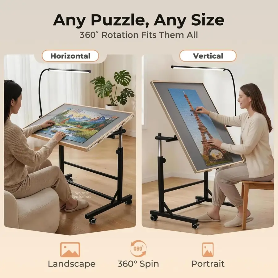 LED puzzle tabletop shown in different orientations