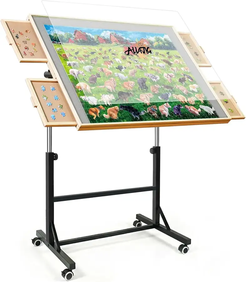 Puzzle Tables with Legs and Wheels