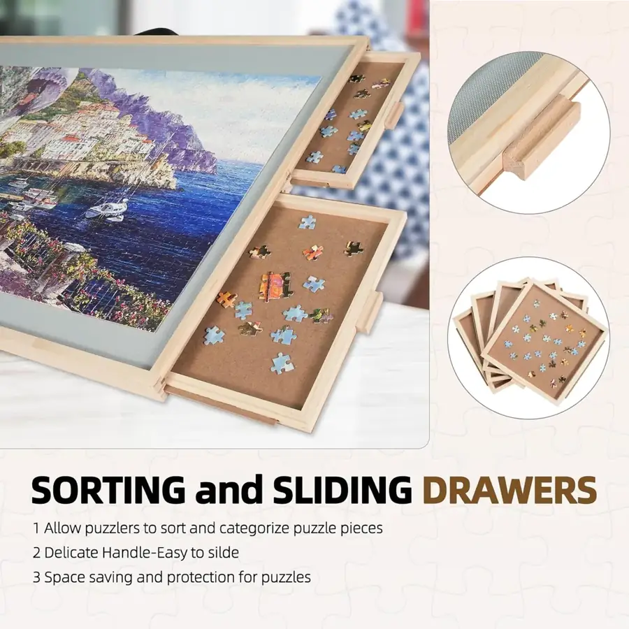 Sorting and sliding drawers on the puzzle board