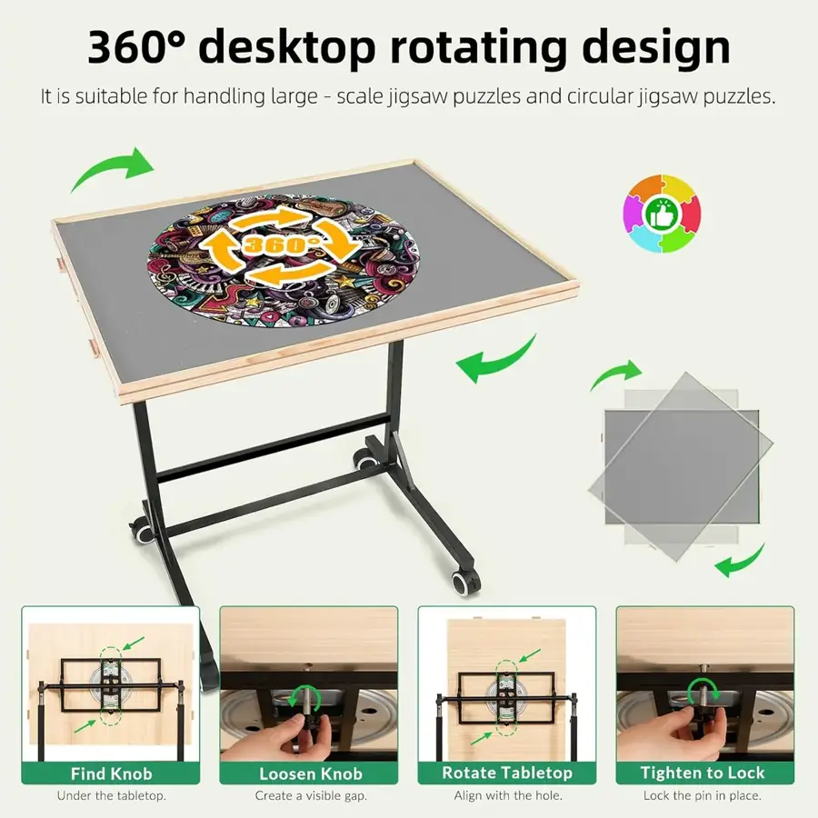 Rotating puzzle tabletop diagram